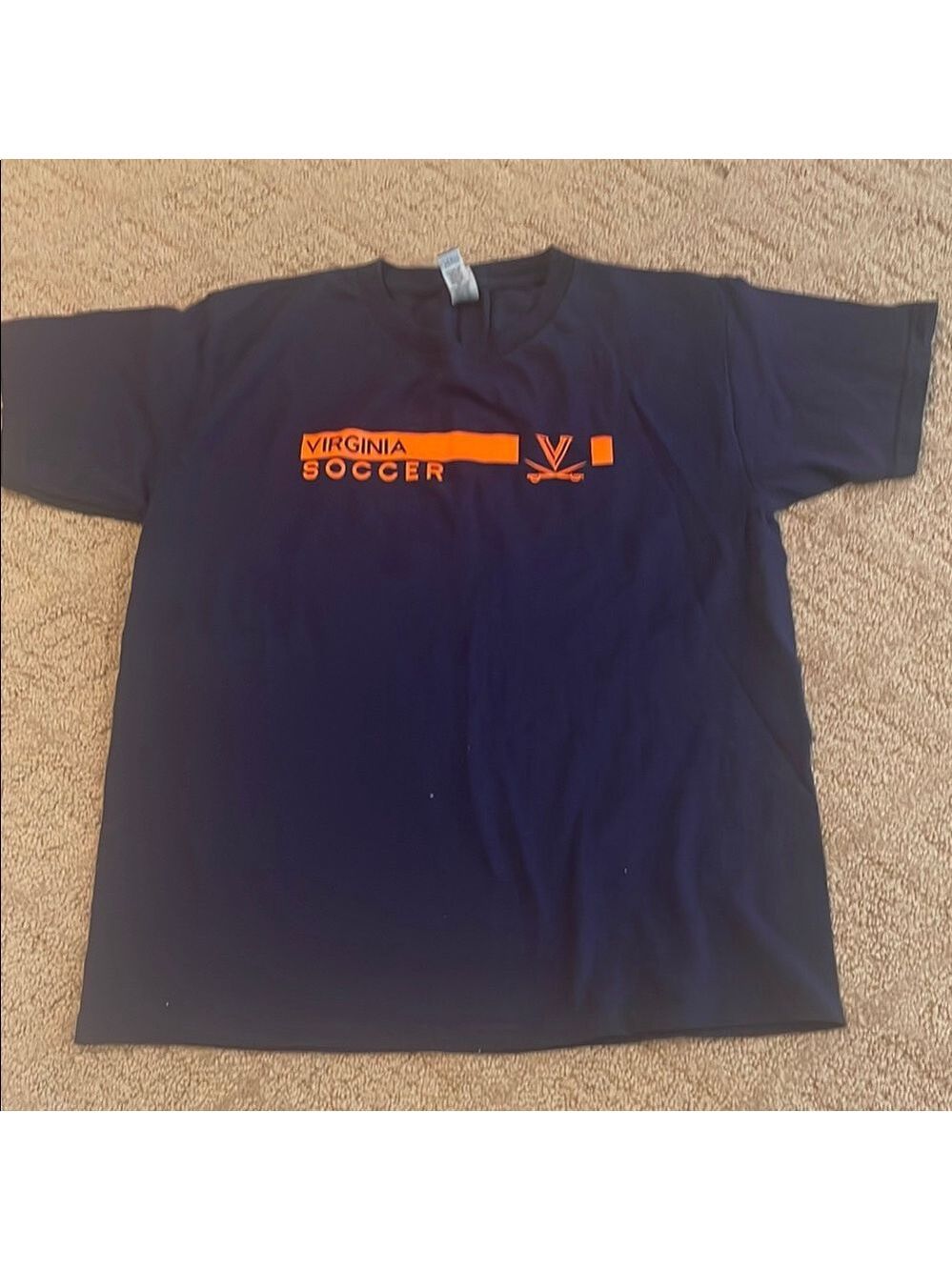 Gildan Kids Navy and Orange Soccer Tee